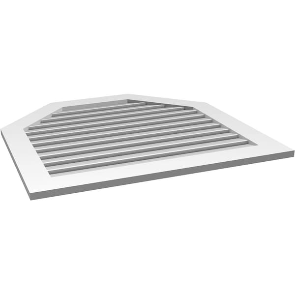 Ekena Millwork Octagonal Top Surface Mount PVC Gable Vent: Functional, w/ 3-1/2"W x 1"P Standard Frame, 38"W x 36"H - GVPOT38X3601SF