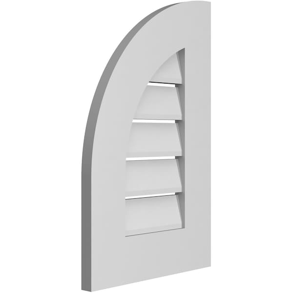 Ekena Millwork Quarter Round Top Left Surface Mount PVC Gable Vent w/ 3-1/2"W x 1"P Standard Frame, 14"W x 22"H - GVPQL14X2201SF
