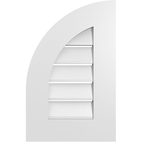 Ekena Millwork Quarter Round Top Left Surface Mount PVC Gable Vent w/ 3-1/2"W x 1"P Standard Frame, 14"W x 22"H - GVPQL14X2201SF