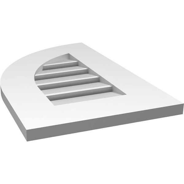 Ekena Millwork Quarter Round Top Left Surface Mount PVC Gable Vent w/ 3-1/2"W x 1"P Standard Frame, 14"W x 22"H - GVPQL14X2201SF