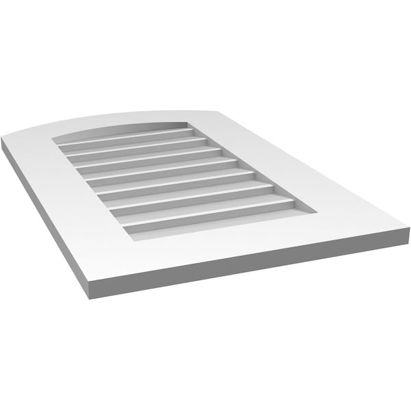 Ekena Millwork Arch Top Surface Mount PVC Gable Vent: Functional, w/ 3-1/2"W x 1"P Standard Frame, 18"W x 28"H - GVPAR18X2801SF