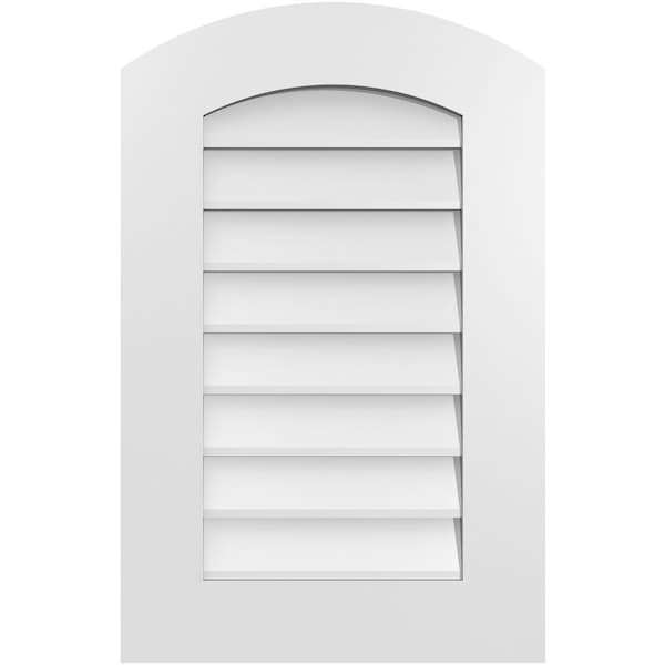 Ekena Millwork Arch Top Surface Mount PVC Gable Vent: Functional, w/ 3-1/2"W x 1"P Standard Frame, 18"W x 28"H - GVPAR18X2801SF