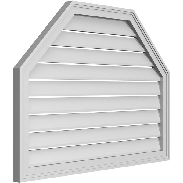 Ekena Millwork Octagonal Top Surface Mount PVC Gable Vent w/ 2"W x 1-1/2"P Brickmould Frame, 38"W x 28"H - GVPOT38X2802SF