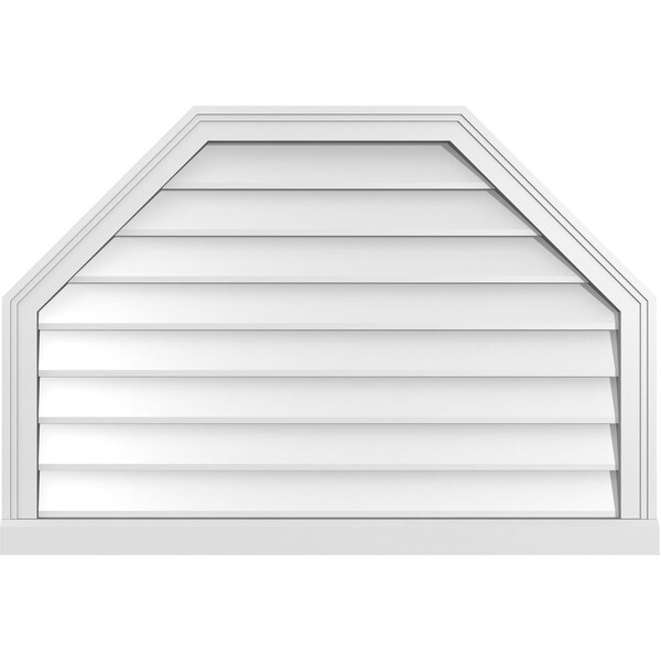 Ekena Millwork Octagonal Top Surface Mount PVC Gable Vent w/ 2"W x 2"P Brickmould Sill Frame, 38"W x 26"H - GVPOT38X2603SN