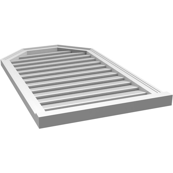 Ekena Millwork Octagonal Top Surface Mount PVC Gable Vent w/ 2"W x 2"P Brickmould Sill Frame, 24"W x 40"H - GVPOT24X4003SF