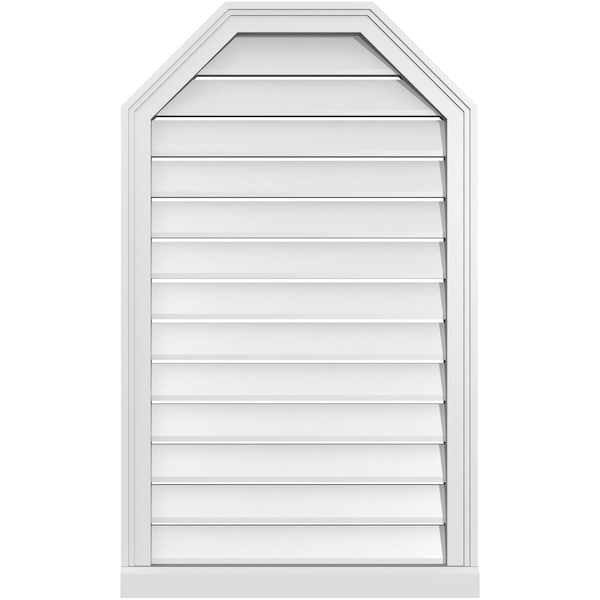 Ekena Millwork Octagonal Top Surface Mount PVC Gable Vent w/ 2"W x 2"P Brickmould Sill Frame, 24"W x 40"H - GVPOT24X4003SF