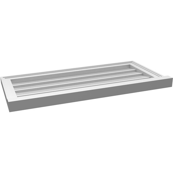 Ekena Millwork Vertical Surface Mount PVC Gable Vent w/ 2"W x 2"H , Brickmould Sill Frame, 34"W x 16"H - GVPVE34X1603SN