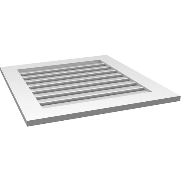 Ekena Millwork Vertical Surface Mount PVC Gable Vent: Functional, w/ 3-1/2"W x 1"P Standard Frame, 28"W x 30"H - GVPVE28X3001SF