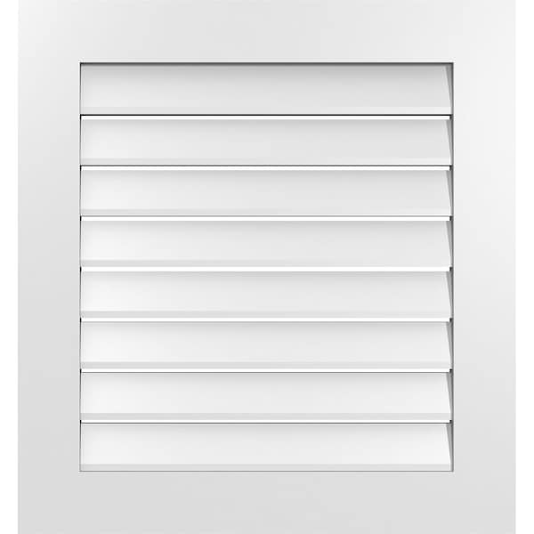Ekena Millwork Vertical Surface Mount PVC Gable Vent: Functional, w/ 3-1/2"W x 1"P Standard Frame, 28"W x 30"H - GVPVE28X3001SF