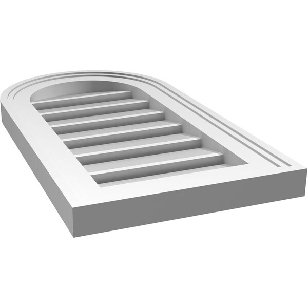 Ekena Millwork Round Top Surface Mount PVC Gable Vent: Functional, w/ 2"W x 1-1/2"P Brickmould Frame, 12"W x 22"H - GVPRT12X2202SF
