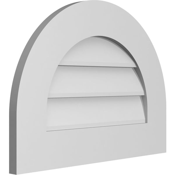 Ekena Millwork Round Top Surface Mount PVC Gable Vent: Non-Functional, w/ 3-1/2"W x 1"P Standard Frame, 22"W x 16"H - GVPRT22X1601SN