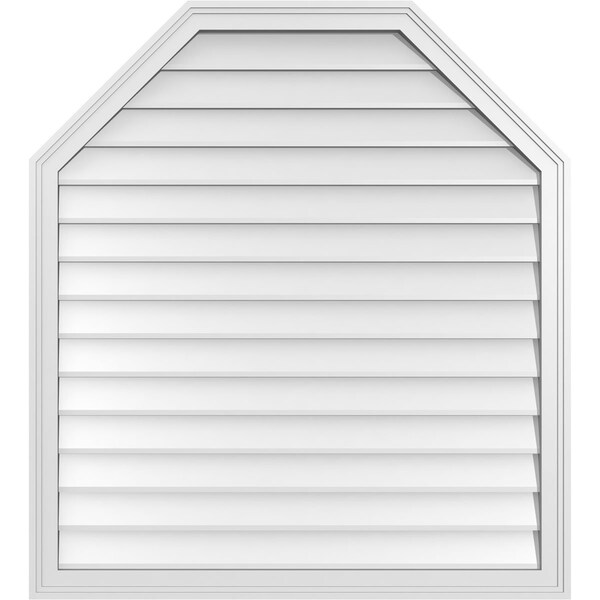 Ekena Millwork Octagonal Top Surface Mount PVC Gable Vent w/ 2"W x 1-1/2"P Brickmould Frame, 38"W x 42"H - GVPOT38X4202SN