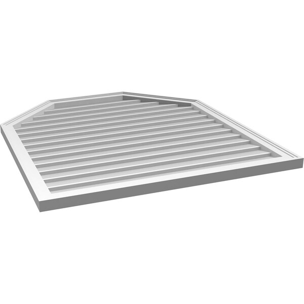 Ekena Millwork Octagonal Top Surface Mount PVC Gable Vent w/ 2"W x 1-1/2"P Brickmould Frame, 38"W x 42"H - GVPOT38X4202SN