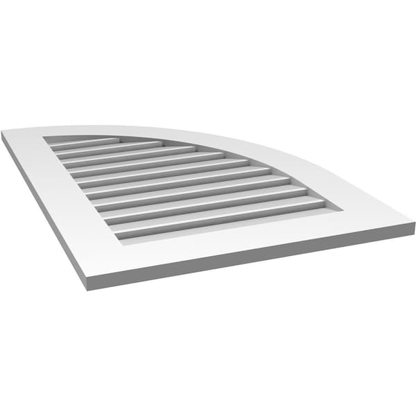 Ekena Millwork Quarter Round Top Right Surface Mount PVC Gable Vent w/ 3-1/2"W x 1"P Standard Frame, 24"W x 34"H - GVPQR24X3401SF