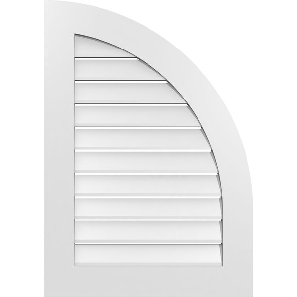 Ekena Millwork Quarter Round Top Right Surface Mount PVC Gable Vent w/ 3-1/2"W x 1"P Standard Frame, 24"W x 34"H - GVPQR24X3401SF