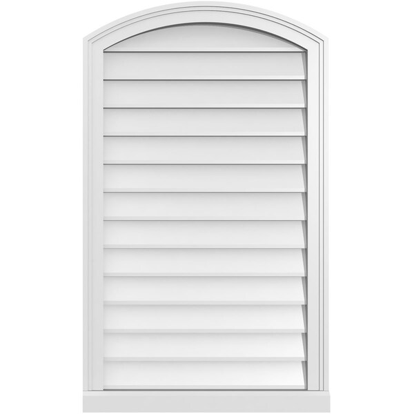 Ekena Millwork Arch Top Surface Mount PVC Gable Vent: Functional, w/ 2"W x 2"P Brickmould Sill Frame, 24"W x 40"H - GVPAR24X4003SF