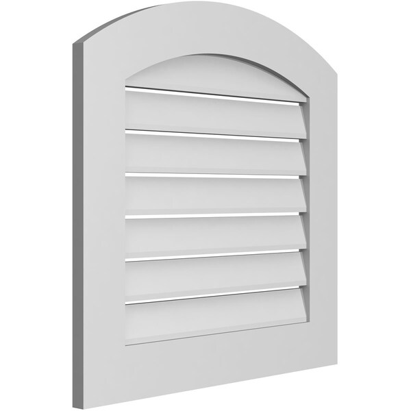 Ekena Millwork Arch Top Surface Mount PVC Gable Vent: Non-Functional, w/ 3-1/2"W x 1"P Standard Frame, 24"W x 42"H - GVPAR24X4201SN