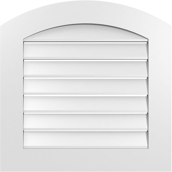 Ekena Millwork Arch Top Surface Mount PVC Gable Vent: Non-Functional, w/ 3-1/2"W x 1"P Standard Frame, 24"W x 42"H - GVPAR24X4201SN