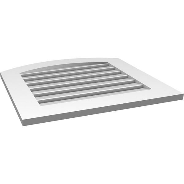 Ekena Millwork Arch Top Surface Mount PVC Gable Vent: Non-Functional, w/ 3-1/2"W x 1"P Standard Frame, 24"W x 42"H - GVPAR24X4201SN