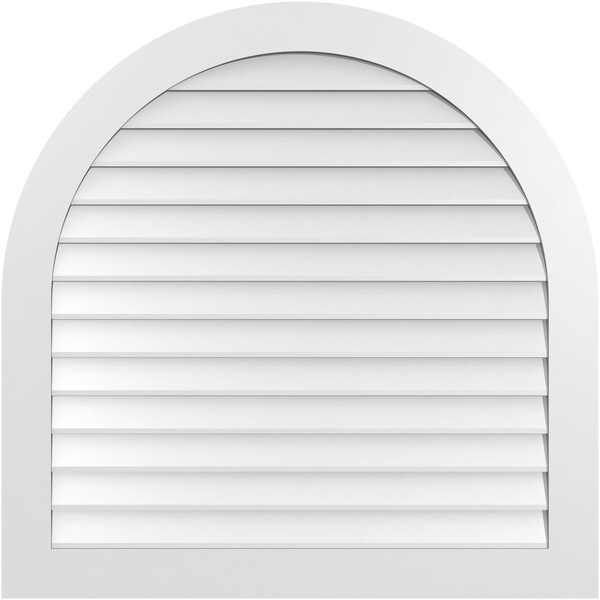 Ekena Millwork Round Top Surface Mount PVC Gable Vent: Non-Functional, w/ 3-1/2"W x 1"P Standard Frame, 42"W x 42"H - GVPRT42X4201SN