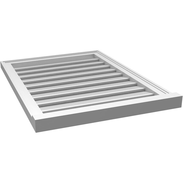 Ekena Millwork Vertical Surface Mount PVC Gable Vent: Functional, w/ 2"W x 2"P Brickmould Sill Frame, 24"W x 32"H - GVPVE24X3203SF