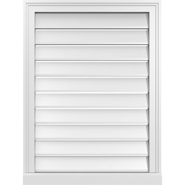 Ekena Millwork Vertical Surface Mount PVC Gable Vent: Functional, w/ 2"W x 2"P Brickmould Sill Frame, 24"W x 32"H - GVPVE24X3203SF