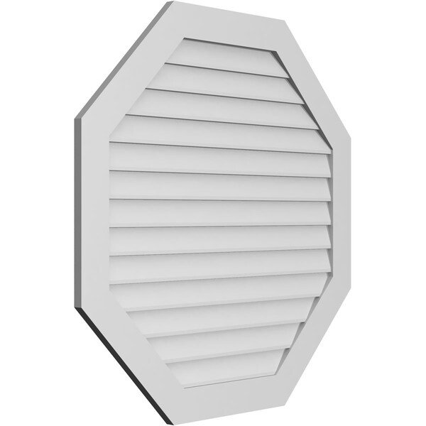 Ekena Millwork Octagonal Surface Mount PVC Gable Vent: Non-Functional, w/ 3-1/2"W x 1"P Standard Frame, 42"W x 42"H - GVPOC42X4201SN