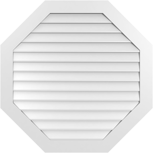 Ekena Millwork Octagonal Surface Mount PVC Gable Vent: Non-Functional, w/ 3-1/2"W x 1"P Standard Frame, 42"W x 42"H - GVPOC42X4201SN