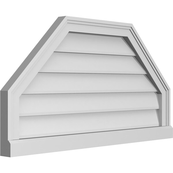 Ekena Millwork Octagonal Top Surface Mount PVC Gable Vent w/ 2"W x 2"P Brickmould Sill Frame, 34"W x 18"H - GVPOT34X1803SN