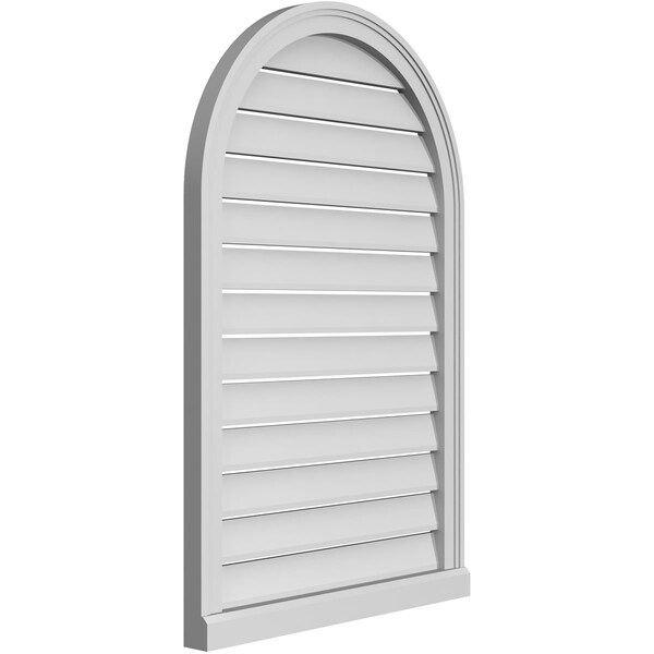 Ekena Millwork Round Top Surface Mount PVC Gable Vent: Functional, w/ 2"W x 2"P Brickmould Sill Frame, 26"W x 40"H - GVPRT26X4003SF
