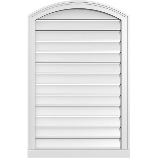 Ekena Millwork Arch Top Surface Mount PVC Gable Vent w/ 2"W x 2"P Brickmould Sill Frame, 26"W x 38"H - GVPAR26X3803SN