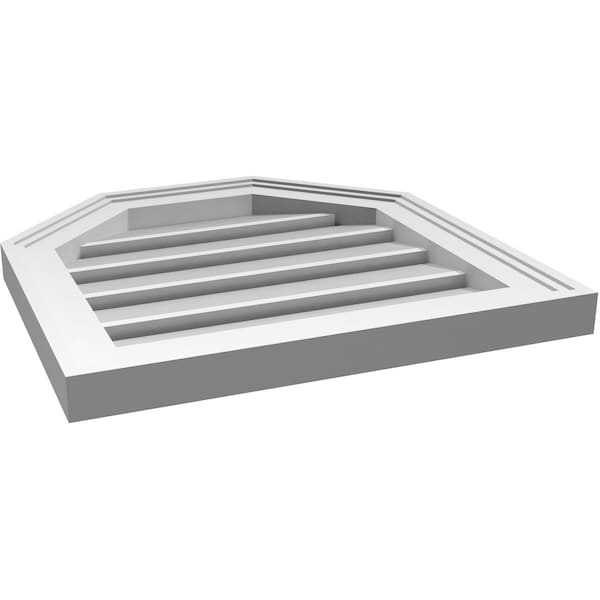 Ekena Millwork Octagonal Top Surface Mount PVC Gable Vent w/ 2"W x 1-1/2"P Brickmould Frame, 18"W x 18"H - GVPOT18X1802SF