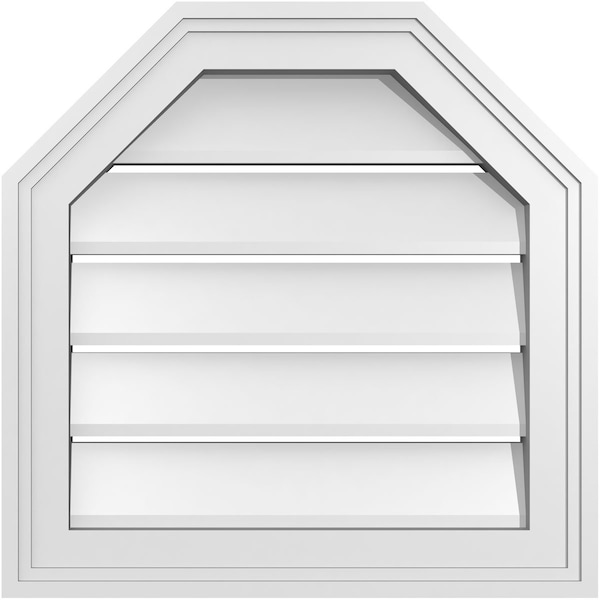 Ekena Millwork Octagonal Top Surface Mount PVC Gable Vent w/ 2"W x 1-1/2"P Brickmould Frame, 18"W x 18"H - GVPOT18X1802SF