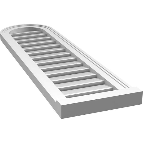 Ekena Millwork Round Top Surface Mount PVC Gable Vent: Functional, w/ 2"W x 2"P Brickmould Sill Frame, 12"W x 42"H - GVPRT12X4203SF
