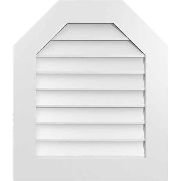 Ekena Millwork Octagonal Top Surface Mount PVC Gable Vent w/ 3-1/2"W x 1"P Standard Frame, 24"W x 28"H - GVPOT24X2801SN