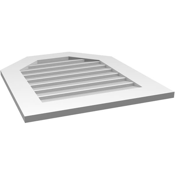 Ekena Millwork Octagonal Top Surface Mount PVC Gable Vent w/ 3-1/2"W x 1"P Standard Frame, 24"W x 28"H - GVPOT24X2801SN
