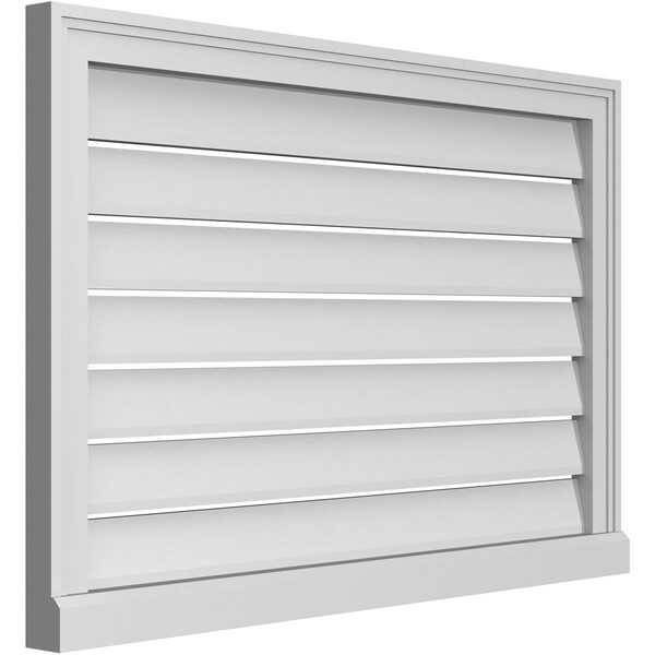Ekena Millwork Vertical Surface Mount PVC Gable Vent: Functional, w/ 2"W x 2"P Brickmould Sill Frame, 36"W x 24"H - GVPVE36X2403SF