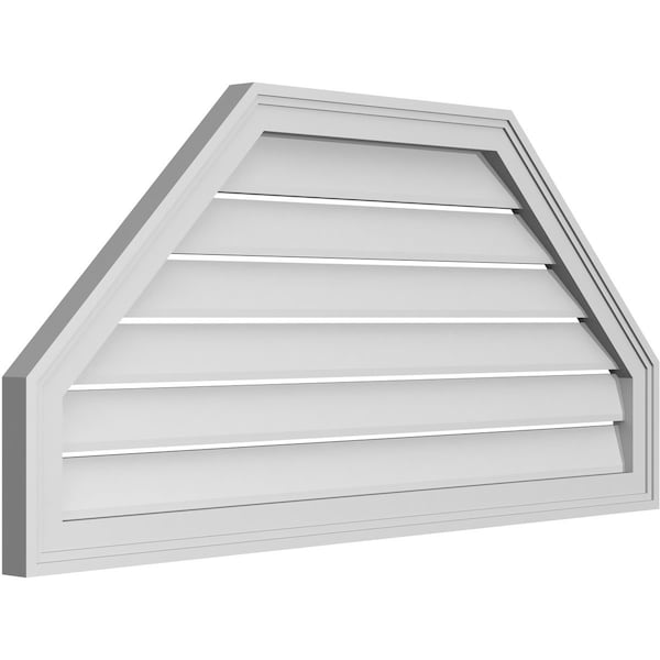 Ekena Millwork Octagonal Top Surface Mount PVC Gable Vent w/ 2"W x 1-1/2"P Brickmould Frame, 42"W x 20"H - GVPOT42X2002SF