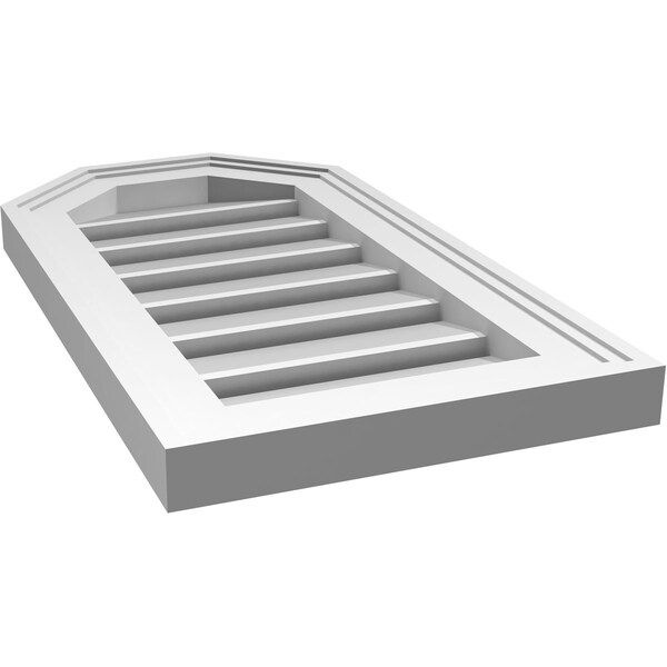 Ekena Millwork Octagonal Top Surface Mount PVC Gable Vent w/ 2"W x 1-1/2"P Brickmould Frame, 12"W x 22"H - GVPOT12X2202SF