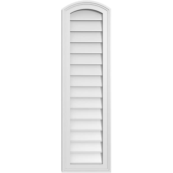Ekena Millwork Arch Top Surface Mount PVC Gable Vent: Functional, w/ 2"W x 1-1/2"P Brickmould Frame, 12"W x 42"H - GVPAR12X4202SF