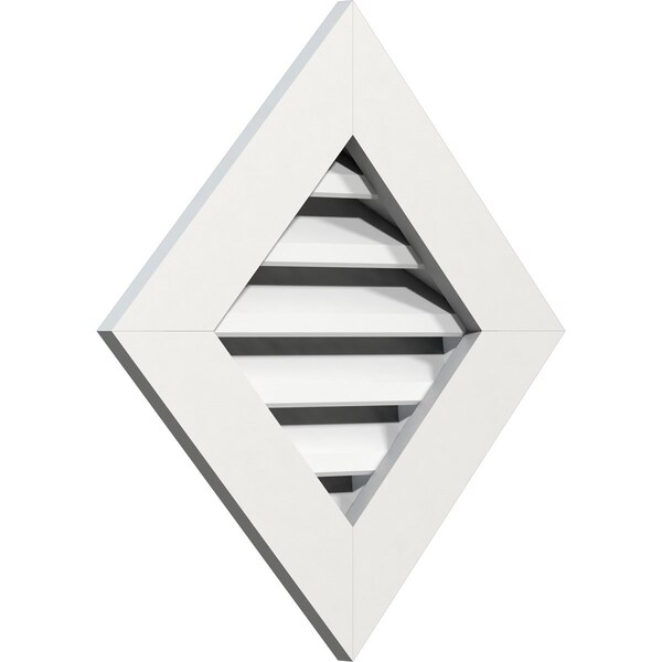 Ekena Millwork Diamond Gable Vent Functional, PVC Gable Vent w/ 1" x 4" Flat Trim Frame, 12"W x 12"H - GVPDI12X1201FUN
