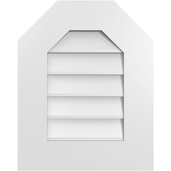 Ekena Millwork Octagonal Top Surface Mount PVC Gable Vent w/ 3-1/2"W x 1"P Standard Frame, 16"W x 20"H - GVPOT16X2001SN
