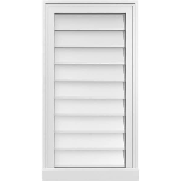 Ekena Millwork Vertical Surface Mount PVC Gable Vent w/ 2"W x 2"H , Brickmould Sill Frame, 16"W x 30"H - GVPVE16X3003SN