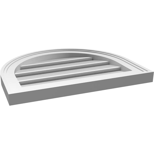 Ekena Millwork Round Top Surface Mount PVC Gable Vent: Functional, w/ 2"W x 1-1/2"P Brickmould Frame, 20"W x 16"H - GVPRT20X1602SF