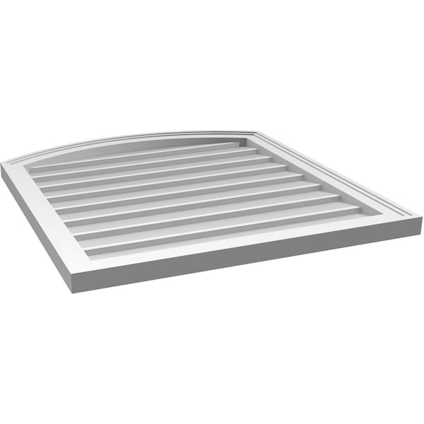 Ekena Millwork Arch Top Surface Mount PVC Gable Vent: Functional, w/ 2"W x 1-1/2"P Brickmould Frame, 28"W x 30"H - GVPAR28X3002SF
