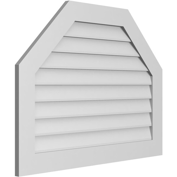Ekena Millwork Octagonal Top Surface Mount PVC Gable Vent w/ 3-1/2"W x 1"P Standard Frame, 40"W x 30"H - GVPOT40X3001SN