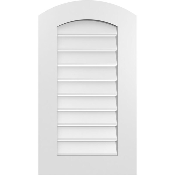 Ekena Millwork Arch Top Surface Mount PVC Gable Vent: Non-Functional, w/ 3-1/2"W x 1"P Standard Frame, 18"W x 30"H - GVPAR18X3001SN