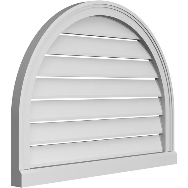 Ekena Millwork Round Top Surface Mount PVC Gable Vent: Functional, w/ 2"W x 2"P Brickmould Sill Frame, 32"W x 24"H - GVPRT32X2403SF
