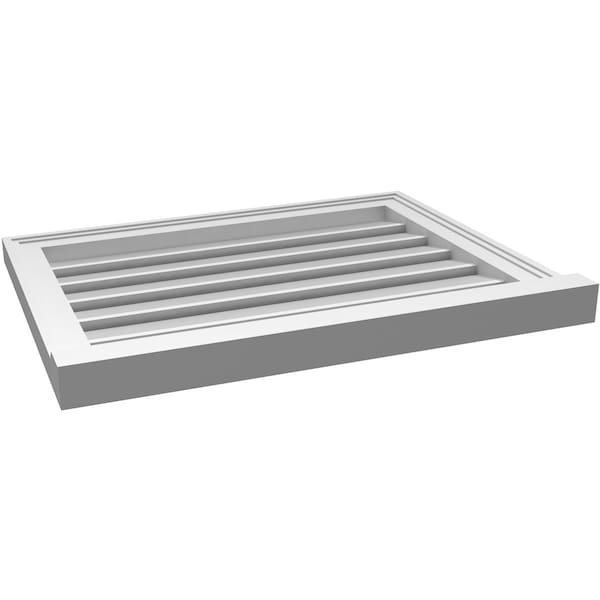 Ekena Millwork Vertical Surface Mount PVC Gable Vent: Functional, w/ 2"W x 2"P Brickmould Sill Frame, 26"W x 20"H - GVPVE26X2003SF