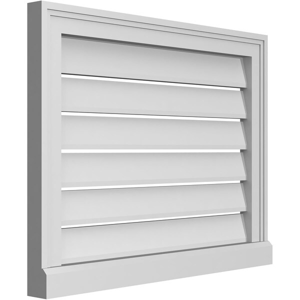 Ekena Millwork Vertical Surface Mount PVC Gable Vent: Functional, w/ 2"W x 2"P Brickmould Sill Frame, 26"W x 20"H - GVPVE26X2003SF